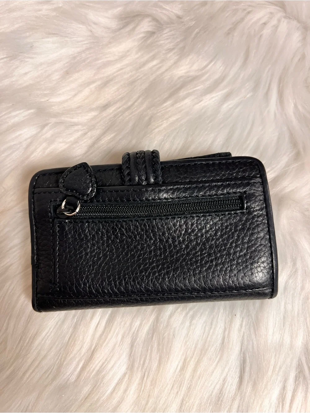 Brighton Black Leather Heart-Accent Wallet